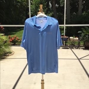 MEN’S Columbia Blue Short Sleeved Pullover T-Shirt w/Back Venting Sz. Large EUC